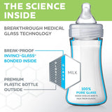 Hybrid Baby Bottle Gift Set – Dual-Layer Design (Glass Inside, Plastic Outside) in Clear Grey