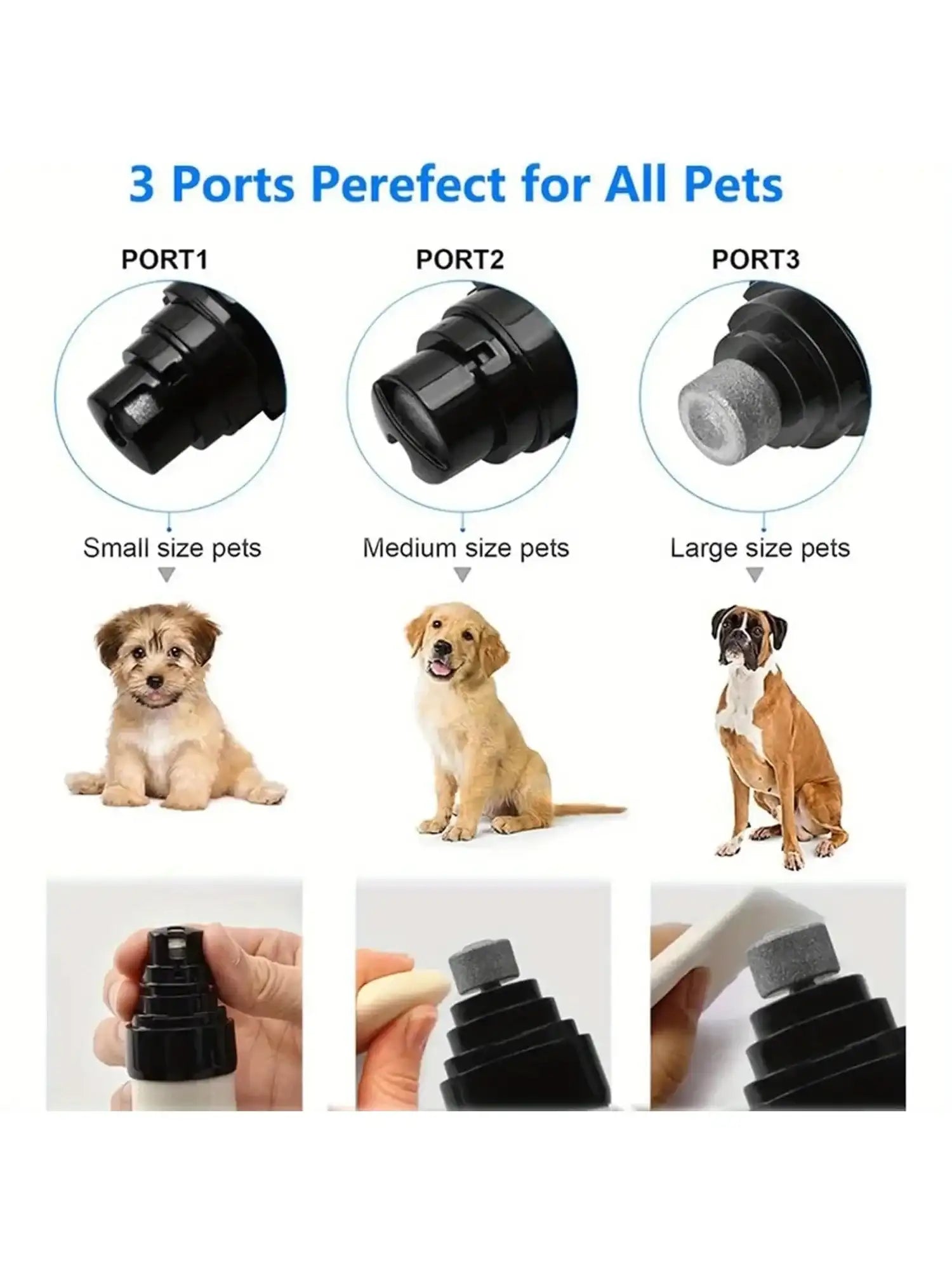Rechargeable USB Electric Dog Nail Trimmer with 3 Grinding Ports for Small to Large Dogs ✂️🐶