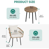 “3-Piece Outdoor Wicker Patio Bistro Set – All-Weather Rattan Conversation Furniture with Cushions & Table for Balcony, Porch, or Garden”
