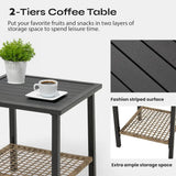3-Piece Outdoor Rattan Patio Furniture Set with 2 Oversized Chairs & 2-Tier Coffee Table