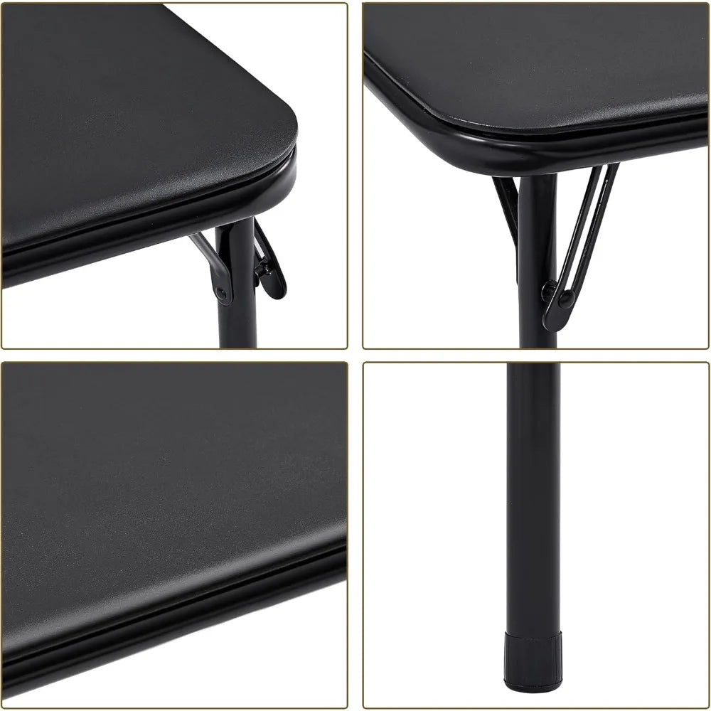 5-Piece Folding Card Table and Chair Set – Portable, Padded, No Assembly Required (Black)