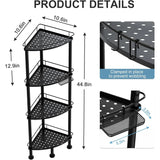 4-Tier Corner Shower Caddy Organizer – Rust-Resistant Metal Bathroom Shelf with Soap Holder & 4 Hooks