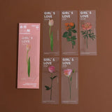 5-Piece Flower Series PVC Bookmarks – Cute Page Markers for Books & School Supplies