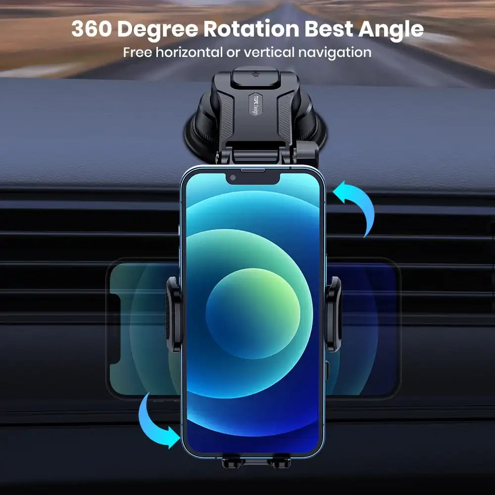 1- Product Title: Universal 360° Rotatable Car Phone Holder – Dashboard Mount for iPhone & Android