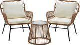 “3-Piece Patio Conversation Set – L-Shaped Sectional Sofa with Thick Cushions & Toughened Glass Coffee Table for Outdoor Living”