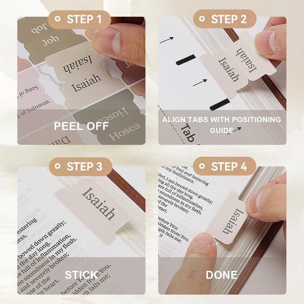 5-Sheet Bible Index Tabs – Large Print Laminated Study Labels for Easy Reference
