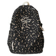 Floral Kawaii School Backpack — Aesthetic Bookbag for Teen Girls (Black)