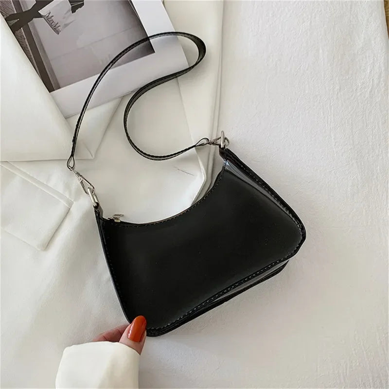 Clear Jelly Shoulder Bag for Women – Small Zipper Under-arm Purse Transparent Fashion Handbag