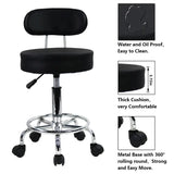 KKTONER PU Leather Rolling Stool Mid-Back with Footrest – Height Adjustable Swivel Drafting Task Chair for Office & Home