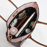 Large Capacity Color Block Vegan Leather Women’s Tote Bag 👜 + Matching Wallet – 2-Piece Set