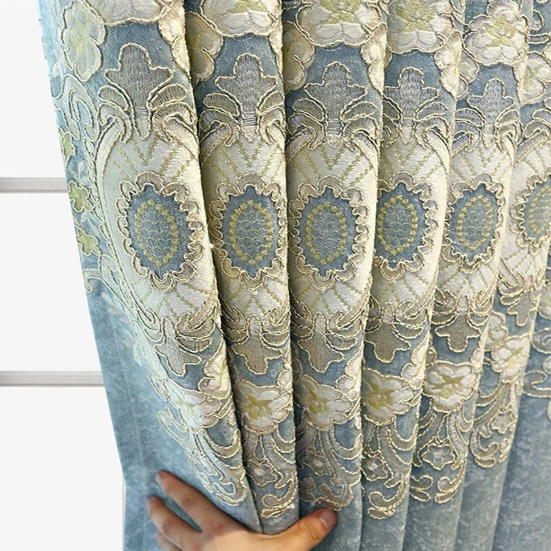 2PCS Thickened Embroidery Blackout Curtains – Elegant Finished Panels for Privacy & Light Control