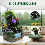 LED Tabletop Rockery Waterfall Fountain – Feng Shui Indoor Desktop Feature with Atomizer & LED Lights