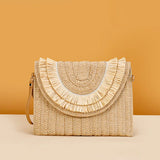 Women’s Raffia Straw Woven Bag – Handmade Summer Beach Shoulder & Crossbody Purse, Ladies’ Wrist Clutch & Handbag