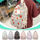 Women’s Strawberry Pattern Backpack – Large-Capacity Student School Bag | Cute Daily Daypack with Adjustable Straps