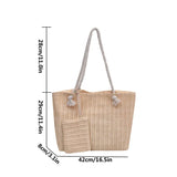 Designer women’s straw tote bag – large-capacity summer beach handbag, casual woven Bali-style purse for vacation, shopping & daily use