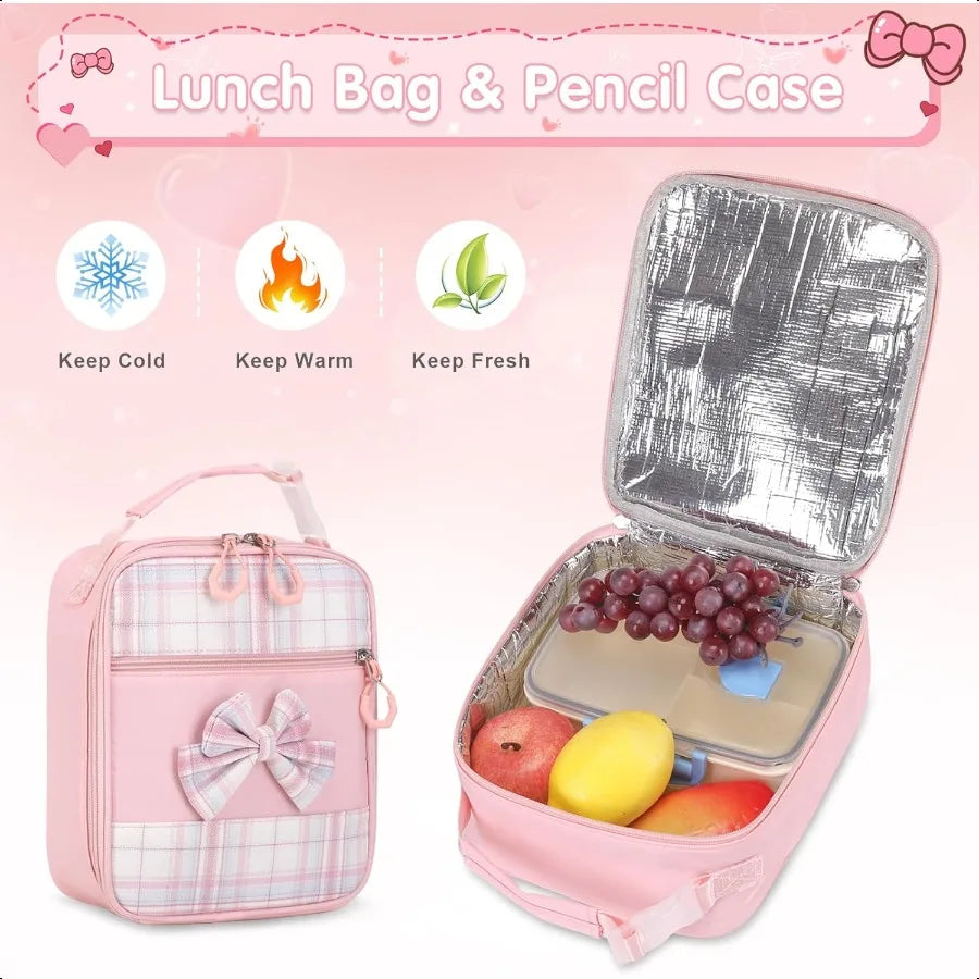 3-Piece Girls Backpack Set – Cute School Bags for Kindergarten, Elementary & Middle School | Includes Backpack, Lunch Bag & Pencil Case