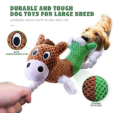 Double-Headed Plush Squeaky Dog Toy – Cow & Horse Chew Toy for Small, Medium & Large Dogs