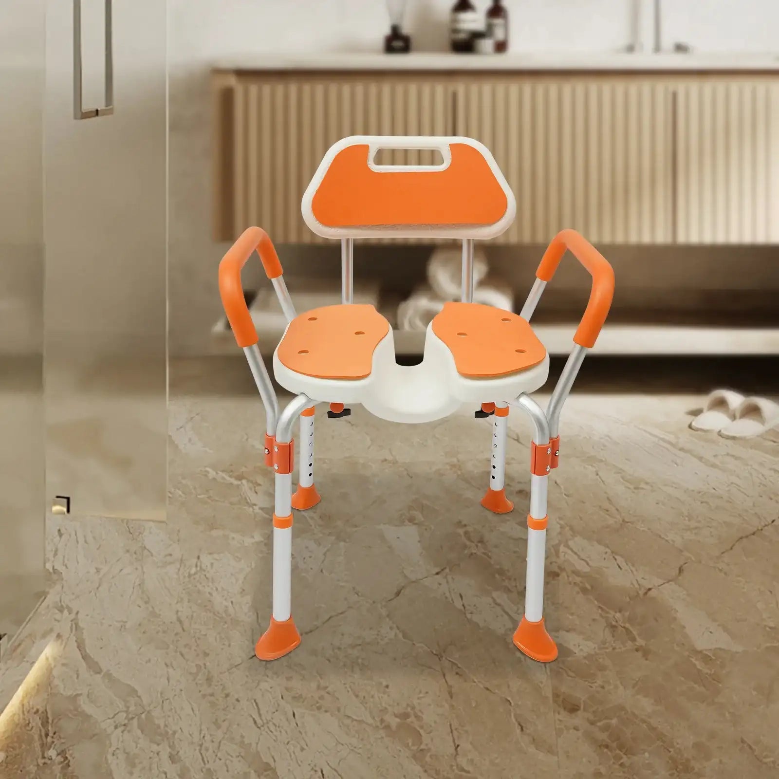 Height-Adjustable Shower Chair with Backrest & Armrests – Bath Seat for Seniors, Pregnant Women & Disabled Individuals