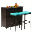 “3-Piece Outdoor Bar Set – Wicker Counter-Height Table with 2 Stools & Solid Frame for Patio, Terrace & Balcony”