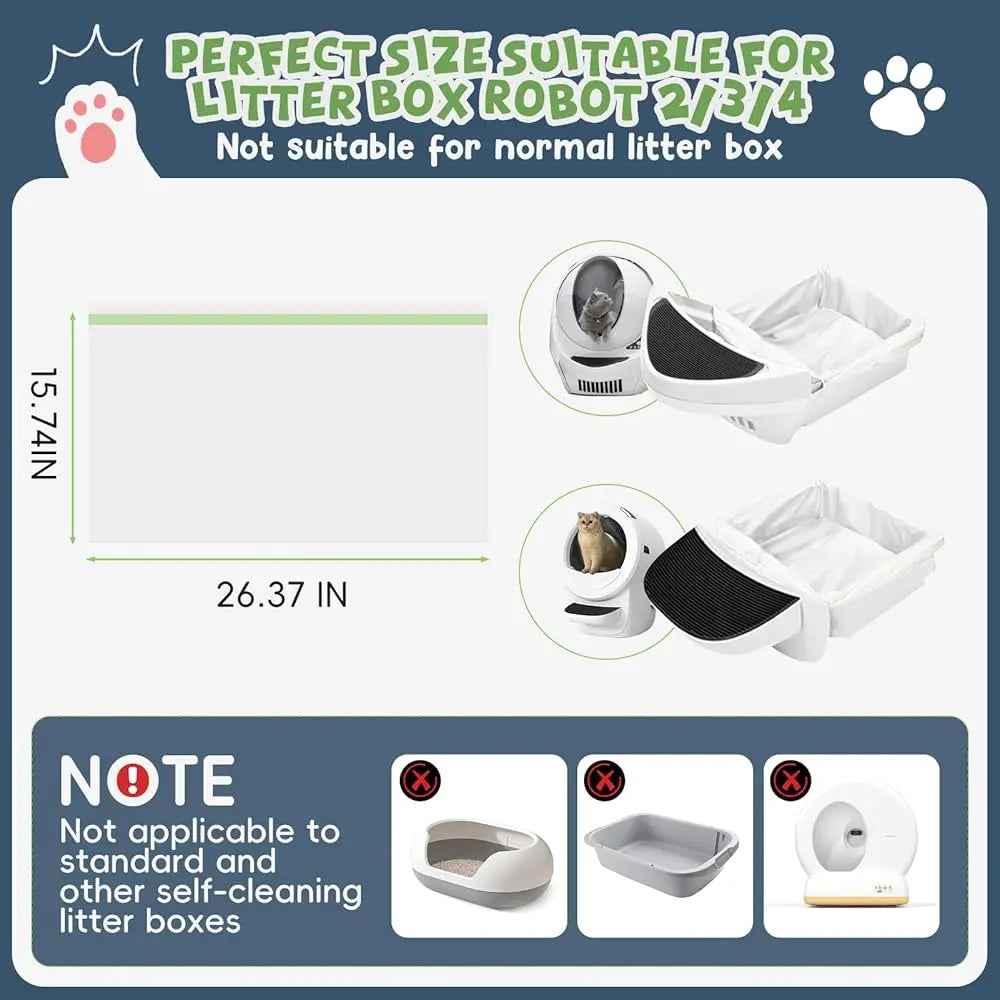 120-Count Cat Litter Box Robot Bags – 1.5 Mil Thick Waste Bags with Drawstring Closure, Compatible with Litter Box Robot 3 & 4
