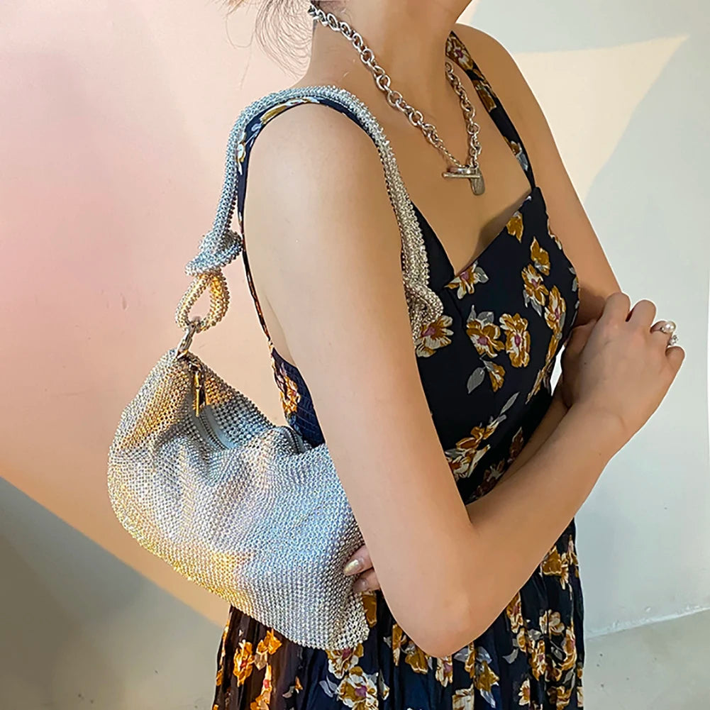 Women’s Shiny Diamond-Encrusted Purse – Crystal Rhinestone Shoulder & Crossbody Bag for Weddings, Parties & Dinners