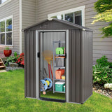 5 × 3 × 6 FT Metal Outdoor Storage Shed – Waterproof Garden Tool Shed with Side Window & Lockable Door