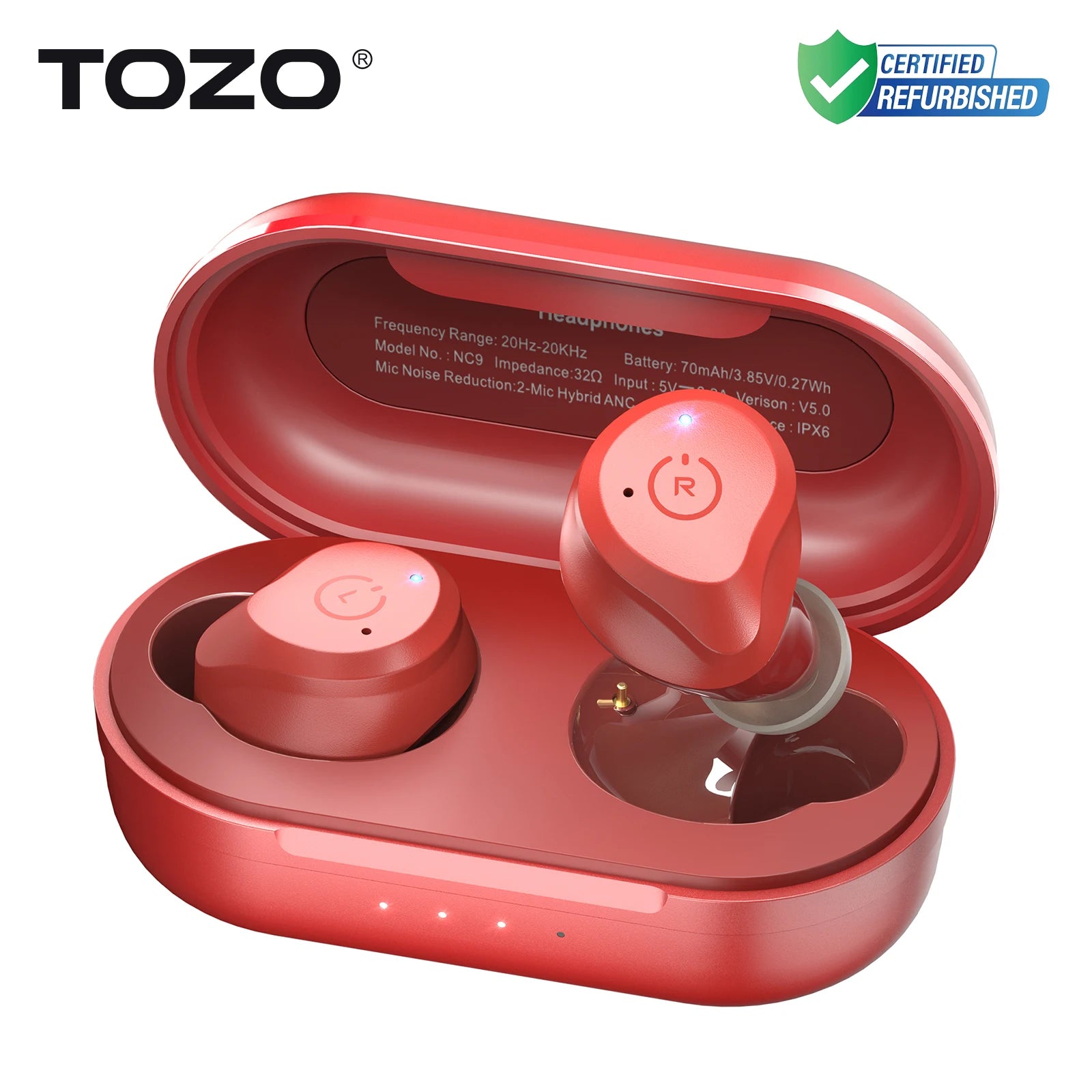 Refurbished TOZO ANC Earbuds – TWS True Wireless Bluetooth In-Ear Headphones with Noise Cancelling & Mics for iOS/Android