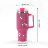 Sparkling Studded Tumbler 40oz with Lid & Handle – Stainless Steel Insulated Car Cup