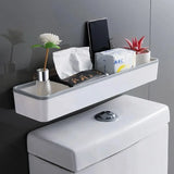 Wall-Hanging Above-Toilet Storage Cabinet – Hole-Free Multifunctional White Rack Organizer