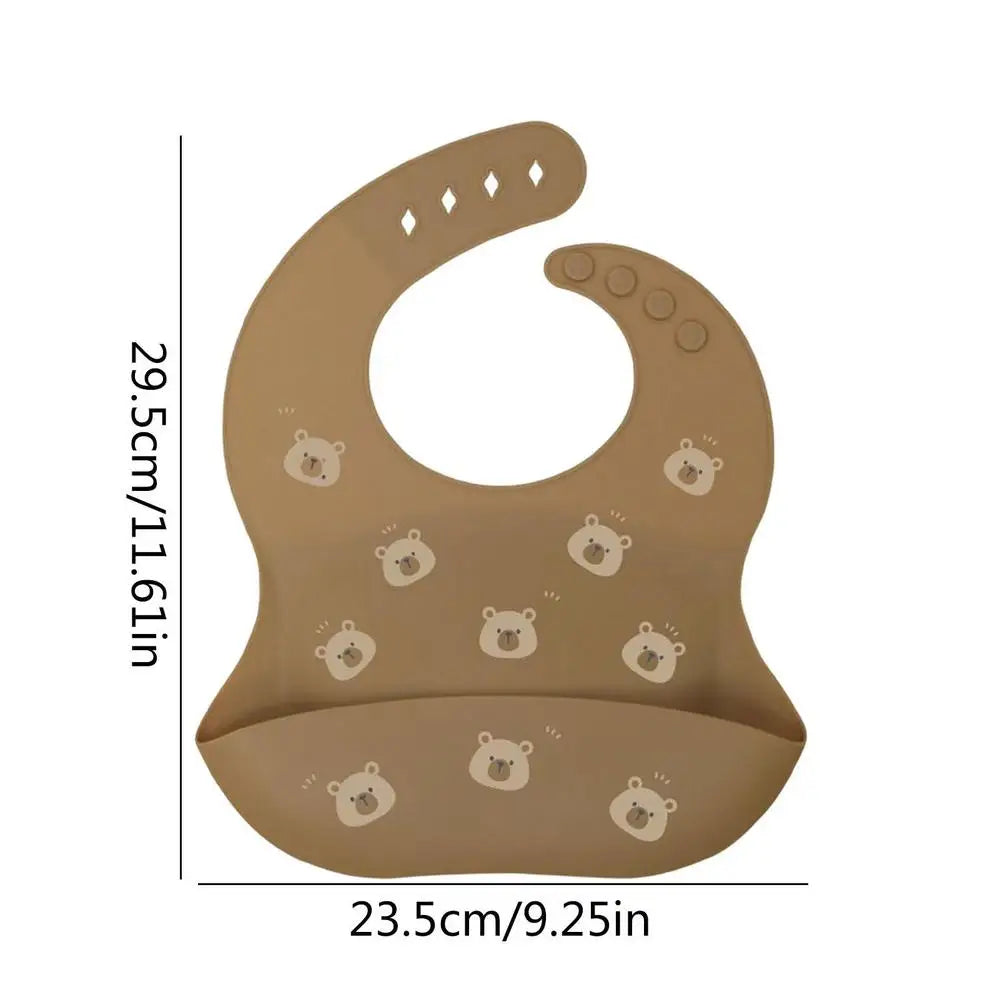 Waterproof Soft Silicone Baby Bibs with Food Catcher – Cute Cartoon Printed Feeding Supplies for Boys & Girls