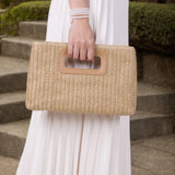 Women Straw Woven Tote Bag – Large Capacity Raffia Evening Crossbody & Hasp-Closure Summer Vacation Purse