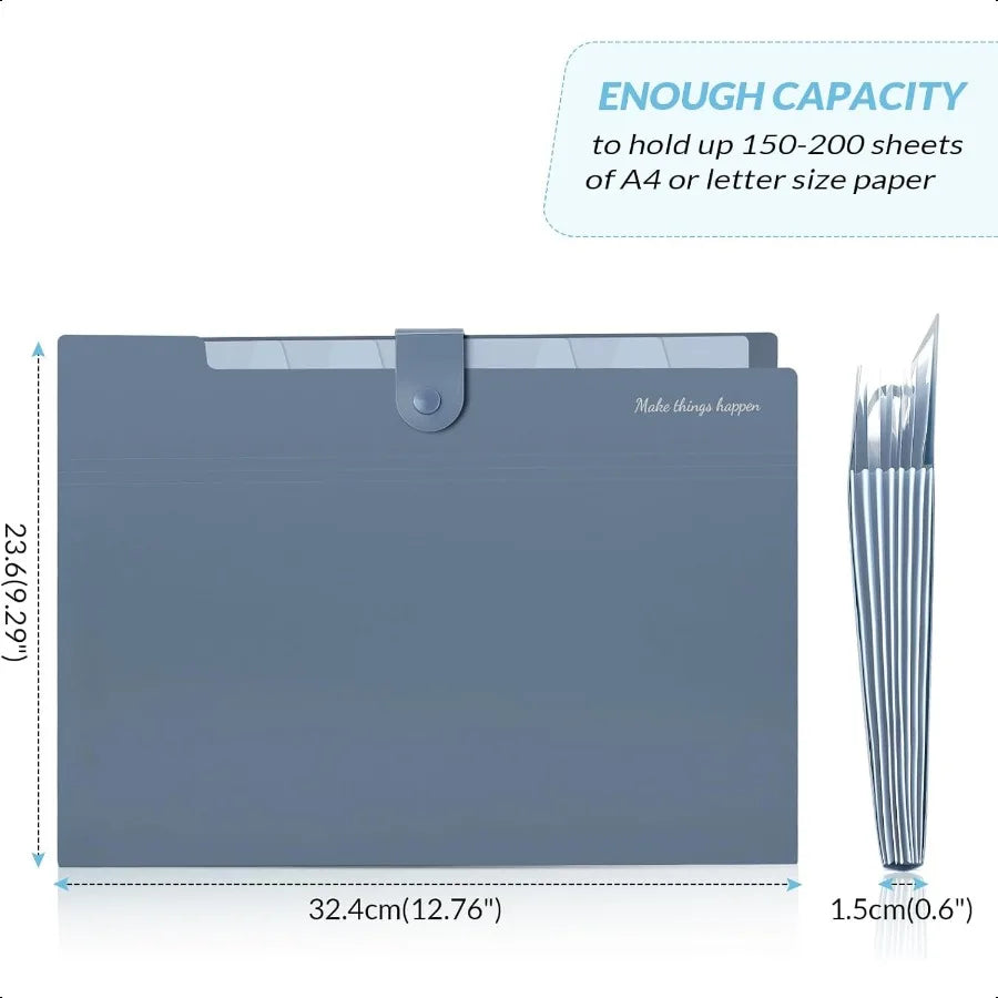 Expanding File Organizer with 8 Pockets – Accordion File Folders with Labels for Bills, Documents & School Supplies
