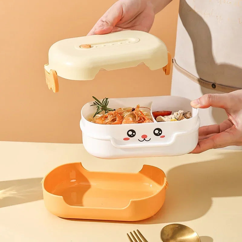 Charming Anime Cartoon Rectangular Leak-Proof Bento Lunch Box for Kids – Microwave Safe