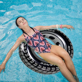 Black Wheel Tire Inflatable Pool Float – Adult PVC Swim Tube for Summer Water Activities & Relaxation