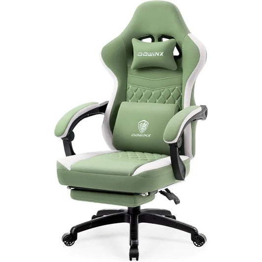Dowinx Ergonomic Gaming Chair – Breathable Fabric Gamer Seat with Gel Pad, Pocket Spring Cushion & Storage Bag, Green