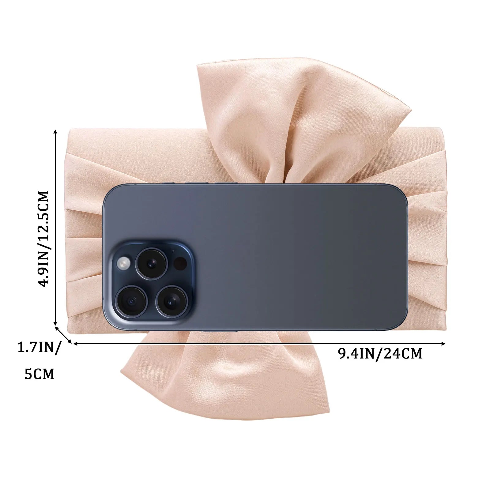 Women’s Exquisite Pleated Satin Evening Bag – Elegant Bow Clutch with Chain Strap for Weddings, Parties & Formal Events
