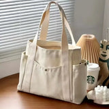Large-capacity canvas tote bag – student & college style shoulder handbag, work commuting book bag for school, office & daily use