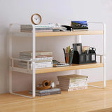 Wood Office Desk Shelf Organizer – 2-Tier Desktop Storage Rack & Cubicle Decor