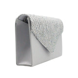 Women’s Satin Rhinestone Clutch – Elegant Evening Shoulder Bag with Thin Chain for Parties, Banquets & Weddings