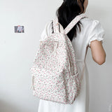 Floral Print Backpack with Pendant for Women & Girls – Large Capacity Student School & Travel Bookbag