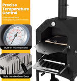 “Outdoor Wood-Fired Pizza Oven – Portable Patio Pizza Maker with Cooking Grill, Wheels & Waterproof Cover for Backyard & Camping”