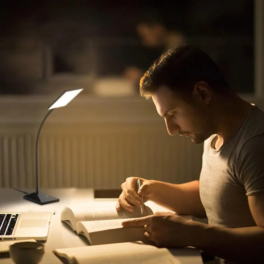💡 12W 72-LED Flexible Desk Lamp – Touch Control Dimmable Study Light with Gooseneck Design & Eye-Protection