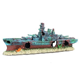 AquaFort Warship Wreck Aquarium Ornament – Realistic Shipwreck Cave Decoration for Fish Tanks