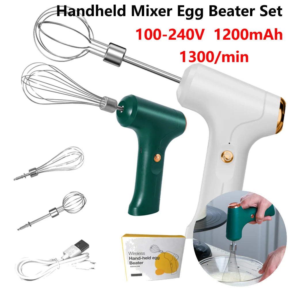 Mini Electric Mixer & One-Touch Speed Control Whisk – Stainless Steel Egg & Baking Tool