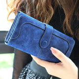 Women’s Faux Suede Long Wallet – Folding Buckle Purse with Phone Pocket, Card Holder & Elegant Clutch Gift Bag