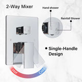 Chrome 16-Inch Rainfall Concealed Shower System Set – Wall-Mounted Mixer Tap