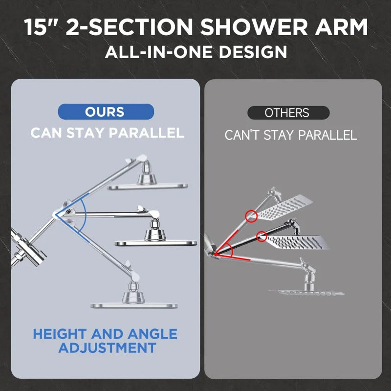 Wide Rain Shower Head Combo – 6-Mode Handheld & Fixed High-Pressure Set