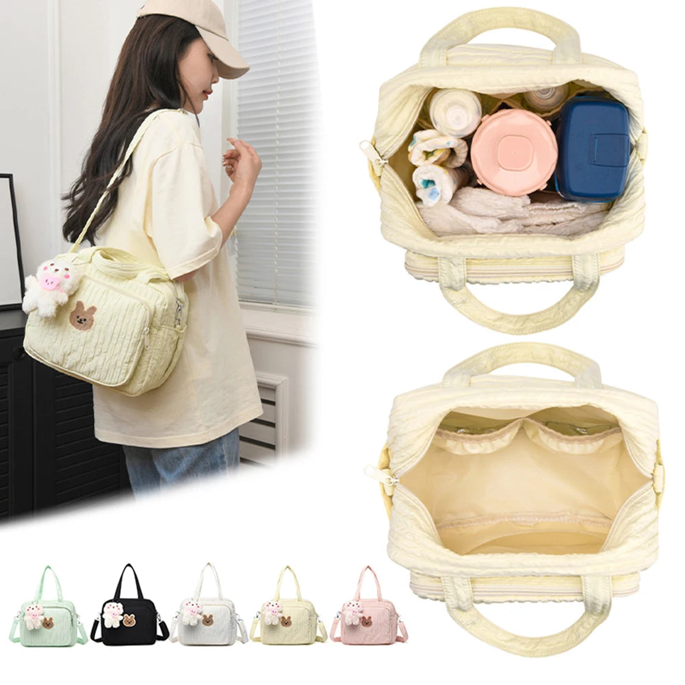 Baby Diaper Bag with Pendant – Cute Multifunction Mommy Stroller Bag | Large Capacity Portable Travel Organizer