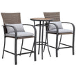 “3-Piece Patio Bar Set – Rattan Wicker Outdoor Furniture with Cushioned Stools & High Table for Backyard, Deck & Poolside”