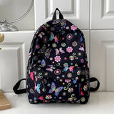 Butterfly Print Nylon School Backpack – Large Capacity Floral Student Book Bag for Daily & Outdoor Use
